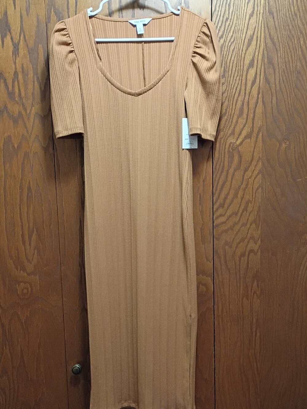 NWT Nine West Ribbed Midi Dress in Camel Brown